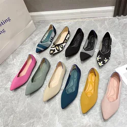 Knit Slip Op Platte Schoenen Vrouwen Mesh Loafers Stretch Ballet Ondiepe Flats Dress Schoenen Mocassins Comfort Ballet Flats 2023