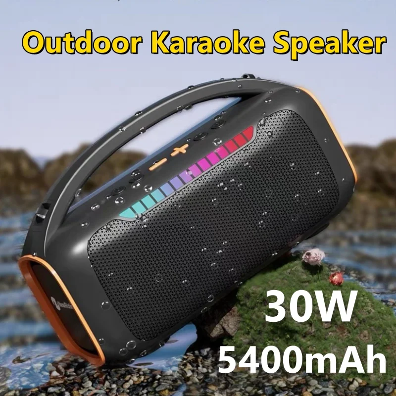

30W Karaoke Bluetooth Speaker Waterproof High-Power Outdoor LED Dazzling Light Portable Square Dance Multifunctional Subwoofer