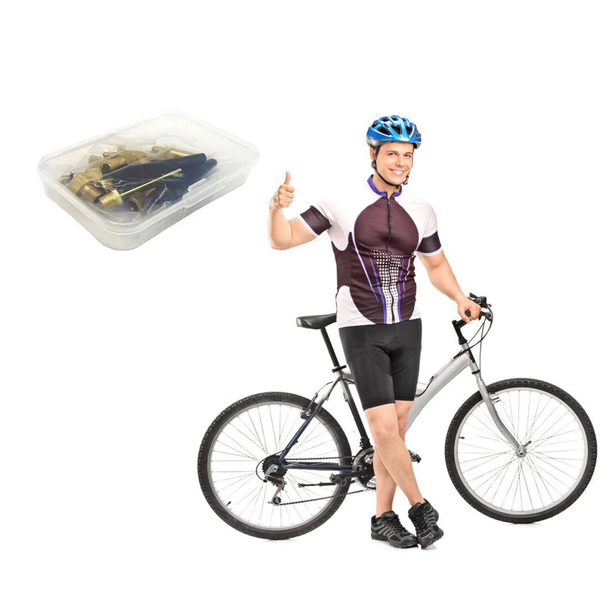 Juego de adaptadores válvula bicicleta cobre SV AV DV para bombas - imagen 3