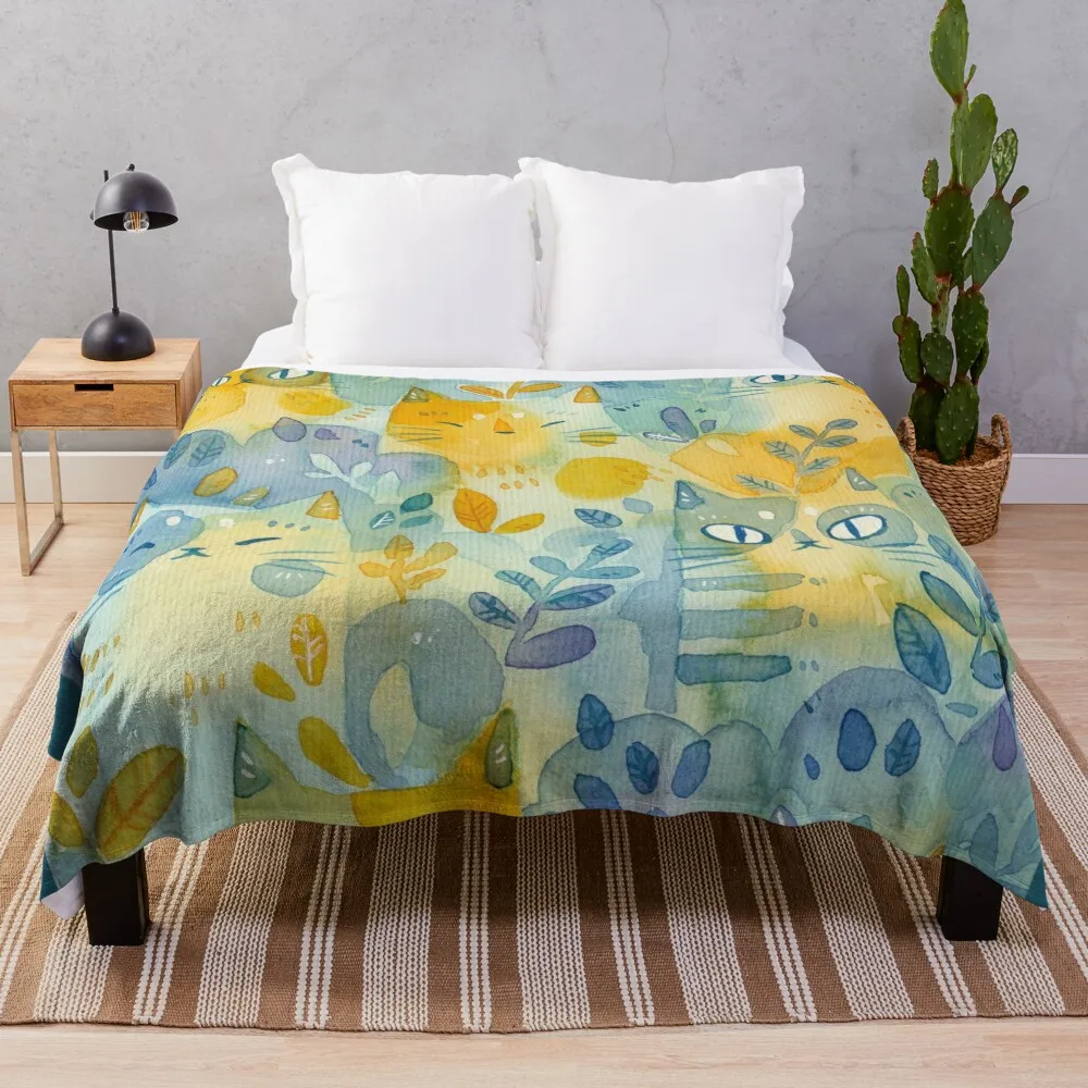 

Kitties In the Moss Throw Blanket Extra Large Throw Furry Decorative Beds Cute Blankets