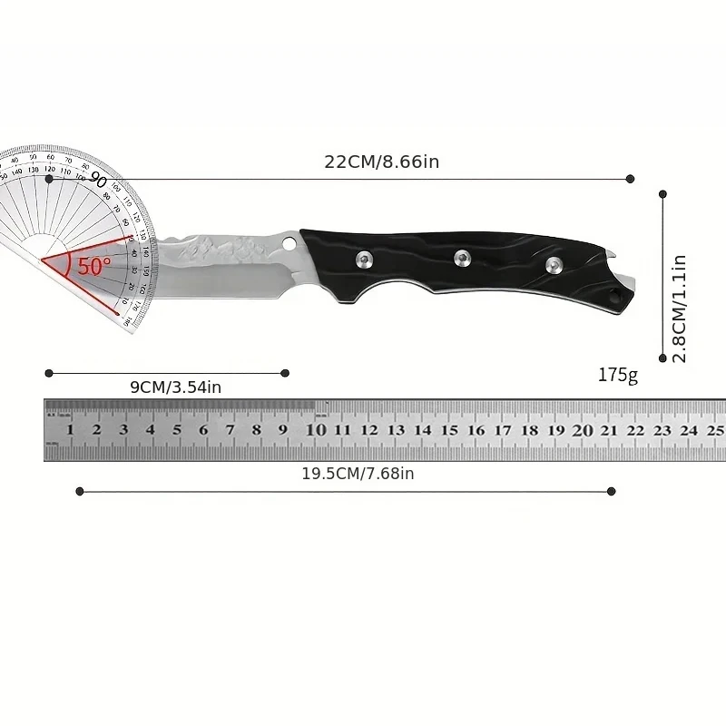 High Hardness Fruit Knife, Stainless Steel Fine Carved Pattern Portable Knife, Household Fruit Peeling Knife