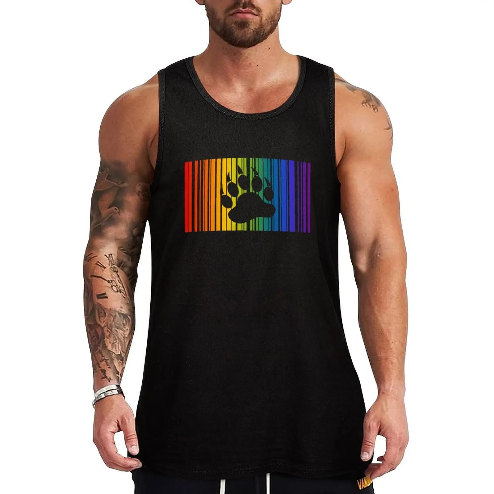 Gay Bear Paw Barcode Tank Top Classic Fit Tank Tops Undershirt Everyday Wear