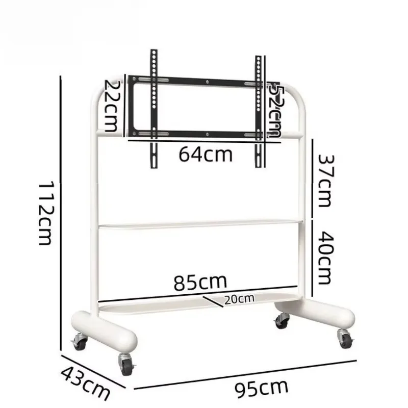 32-75 Inch Mobile TV Cart with Universal Mounting Bracket Iron Frame Rolling Wheels with Brakes for Home Theater Entertainment