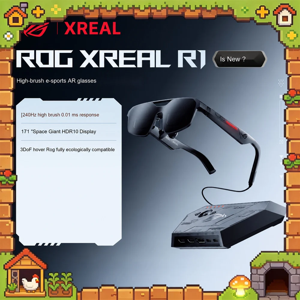 ROG XREAL R1 Smart AR Glasses 240Hz 0.01ms HDR10 171-Inch Gaming Display with Dock for ROG Ally PC Console Esports Gifts