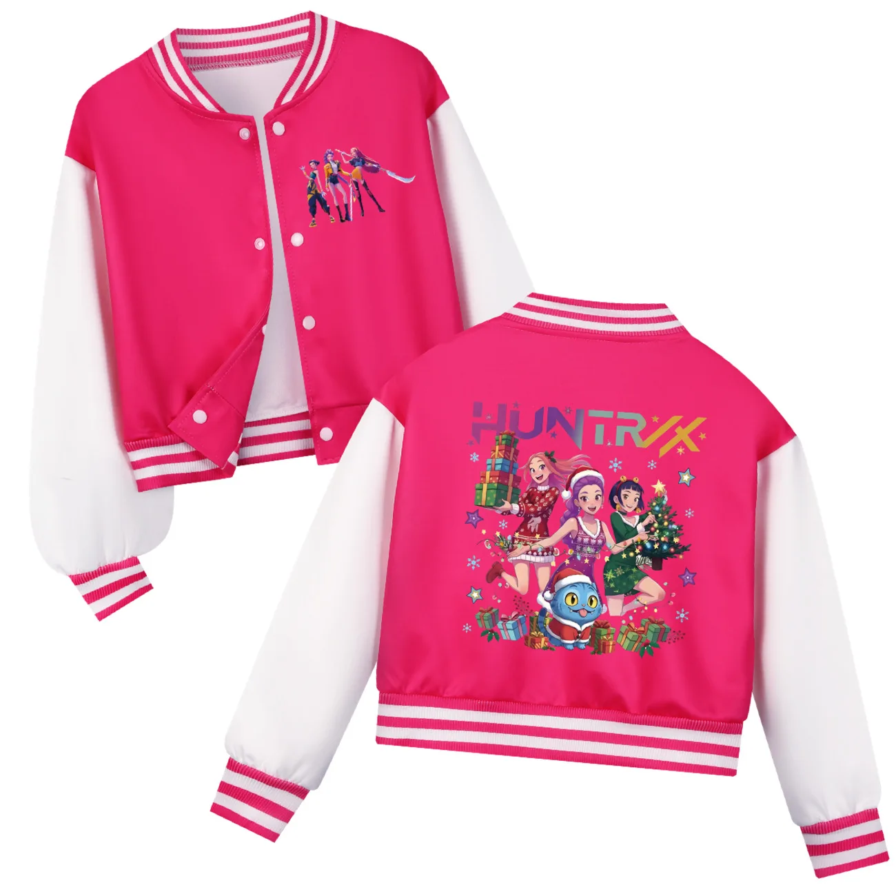 Autumn Boys Girls Jacket KPop Demon Hunters Huntrix Christmas Rumi Mira Zoey Jacket Baseball Uniform Child Sports Outerwear