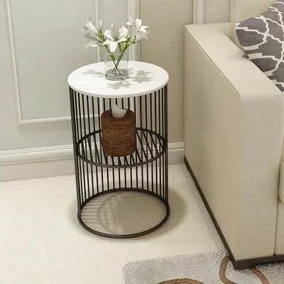 

High Quality Nordic Small Marble Coffee Table Side Corner Living Room Round Tea Tables Simple Modern Bedside Furniture