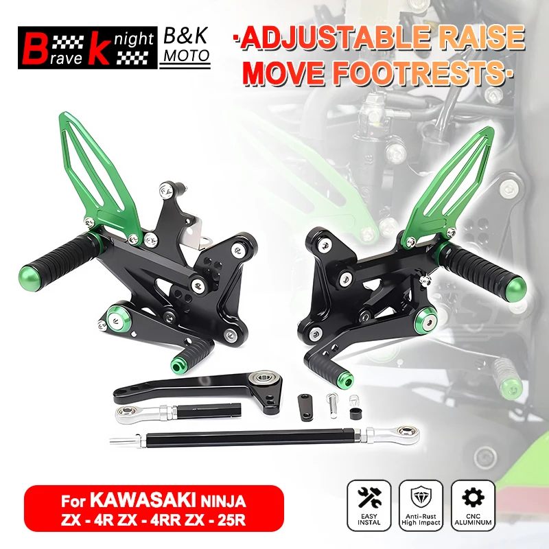 

For Ninja ZX-4R ZX-4RR ZX-25R Motorcycle Adjustable Rasie Move Back Footrests Rearset Rear Footpeg Foot Rests for zx4r/rr zx25r
