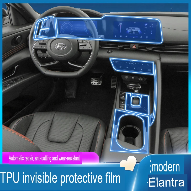 

For Hyundai elantra 2021-2024 Tpu Transparent Film Car Interior Sticker Center Console Navigation Touch Screen Car Accessories