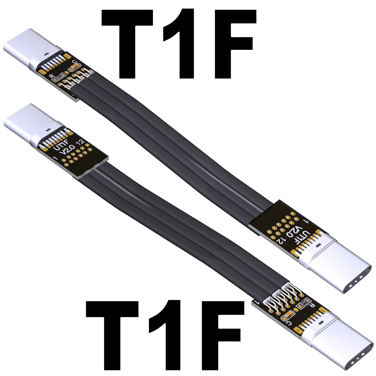 12P USB 2.0 Type C To Type C Data Charging Flat Extension Cable Fold 90 Degree USB C Male Female FPV Aerial Photography Cord