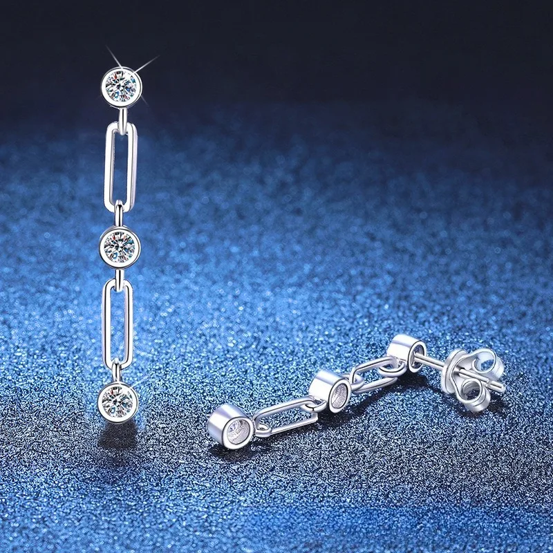 S925 Sterling Silver Bubble Fringe Earrings 0.6ct Moissanite Dangle Drop Earrings for Women Elegant Jewelry