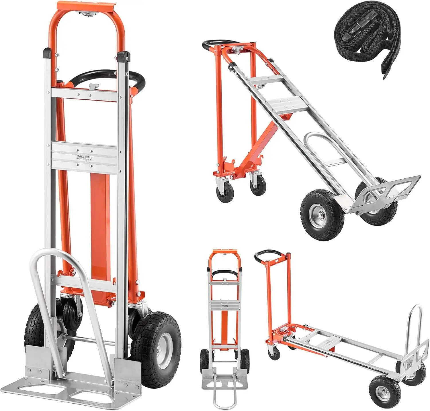 

4-in-1 Convertible Hand Truck, 1000 lbs Capacity, Non-Slip Handle & Wheels for Home, Office, Warehouse Moving