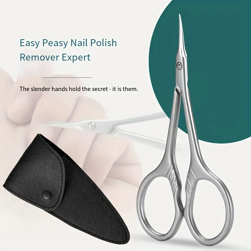 Stainless Steel Cuticle Scissors Set Silvery Embossed Cuticle Scissors Remove Dead Skin Nail Care Manicure Tool Storage Bag