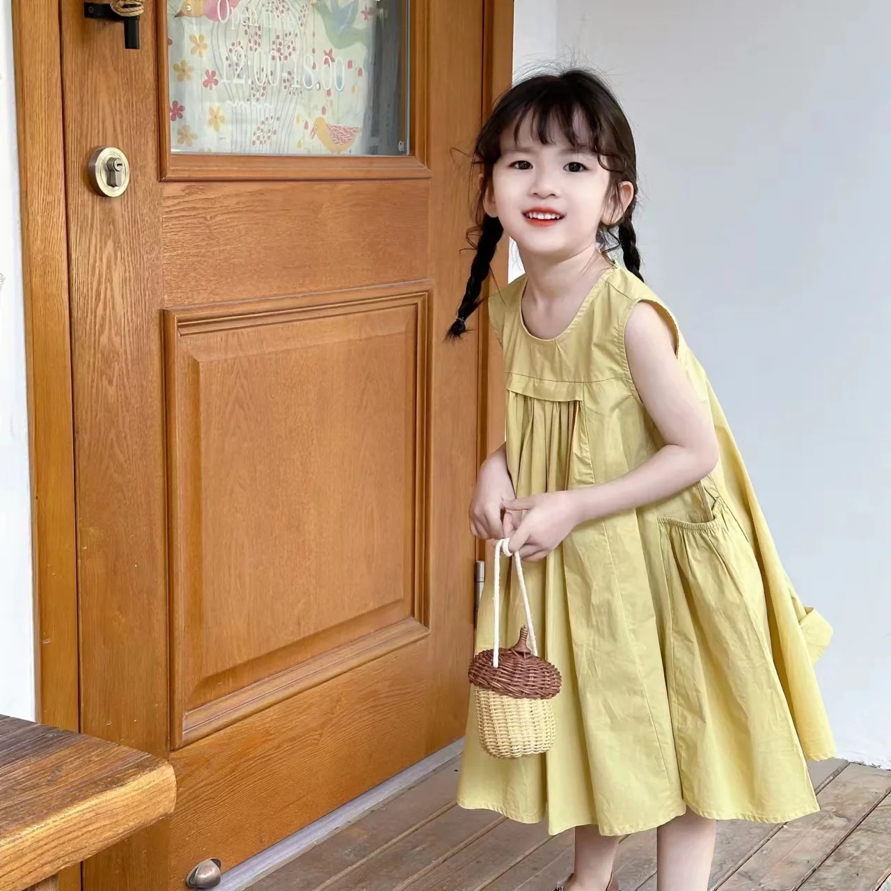 

Summer Pure Cotton Girls' Korean Style Children's Sleeveless Baby Summer Vest Thin Princess Dress