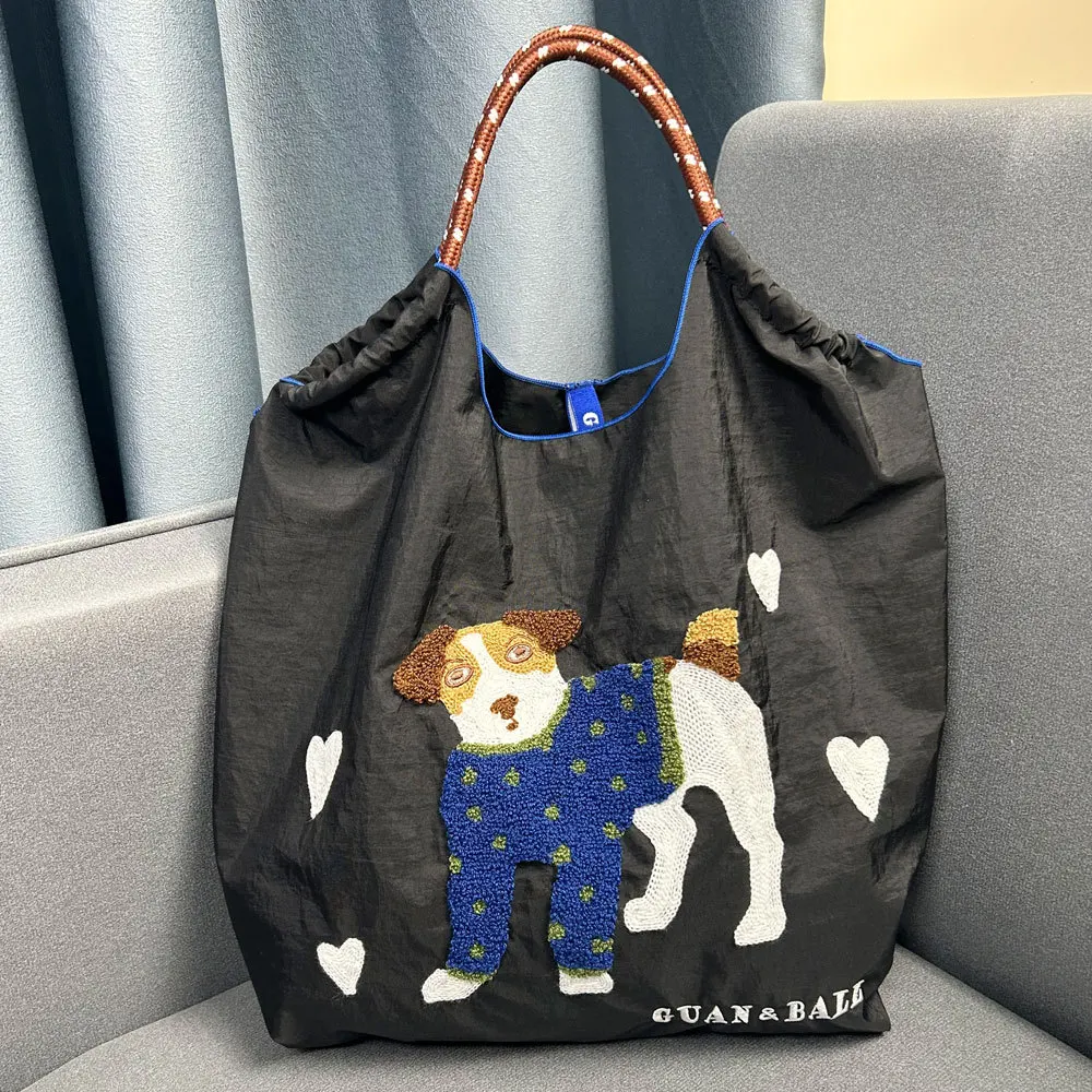 Nowy Kawaii lalka haftowana torba na zakupy słodkie Anime duże pojemność przechowywania nylonowa torba torba na ramię Crossbody dla kobiet prezent