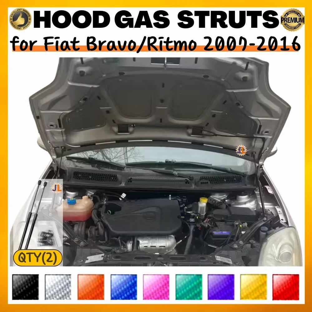 Qty(2) Hood Struts for Fiat Bravo for Fiat Ritmo 2007-2016 Front Bonnet Modify Gas Springs Shock Absorber Lift Supports Dampers