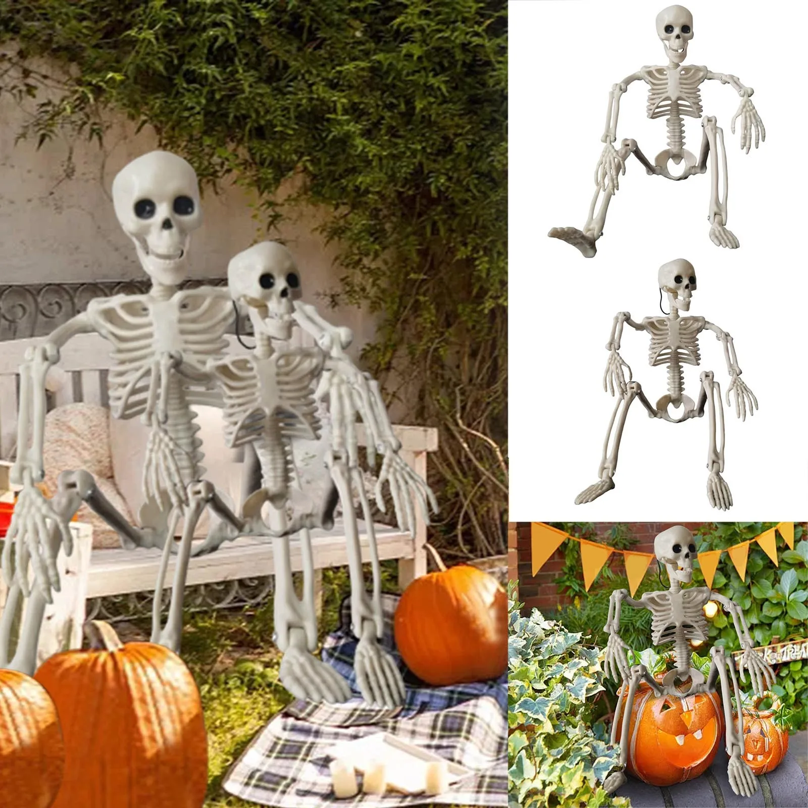 

Skeleton Halloween Decorations Posable Funny Lifelike Plastic Skeletons For Haunted House Graveyard Scene Party Props Decor 2025