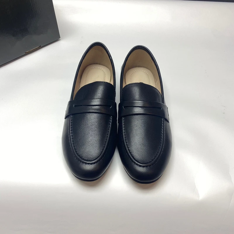 Maxdutti Autumn New British Fashion Office Ladies Flats Shoes Slip-On Loafers Comfortable Breathable Genuine Leather Soft