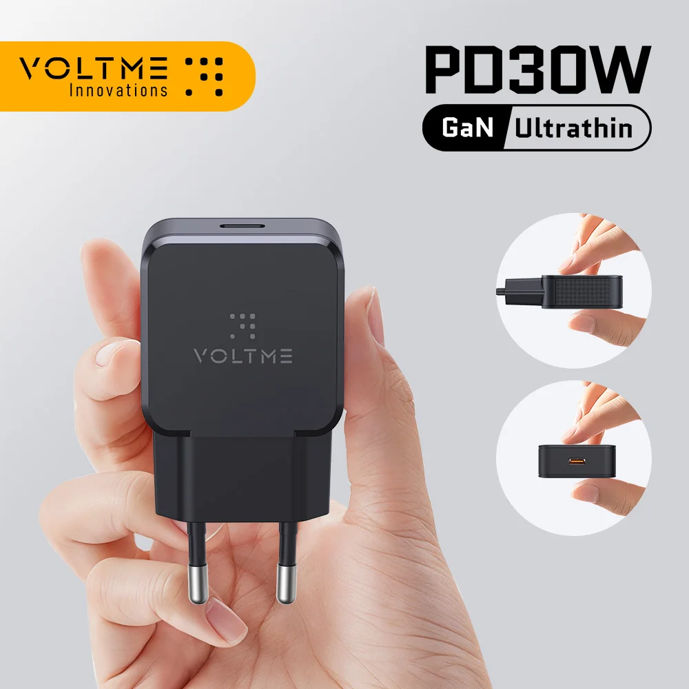 VOLTME PD 30W GaN Charger PD Fast USB Type C Charger USB C PD3.0 QC3.0 Quick Charging For iPhone 16 15 14 Mobile Phone Charger