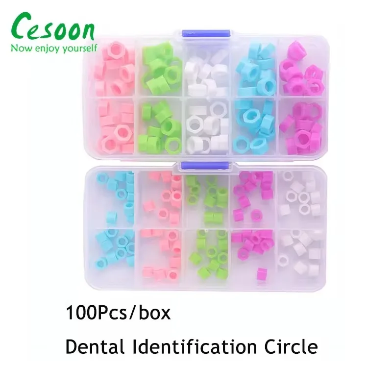 100Pcs/Box Dental Identification Circle Multi-Color Silicone Instrument Code Ring Dentist Autoclavable Disinfection Oral Care