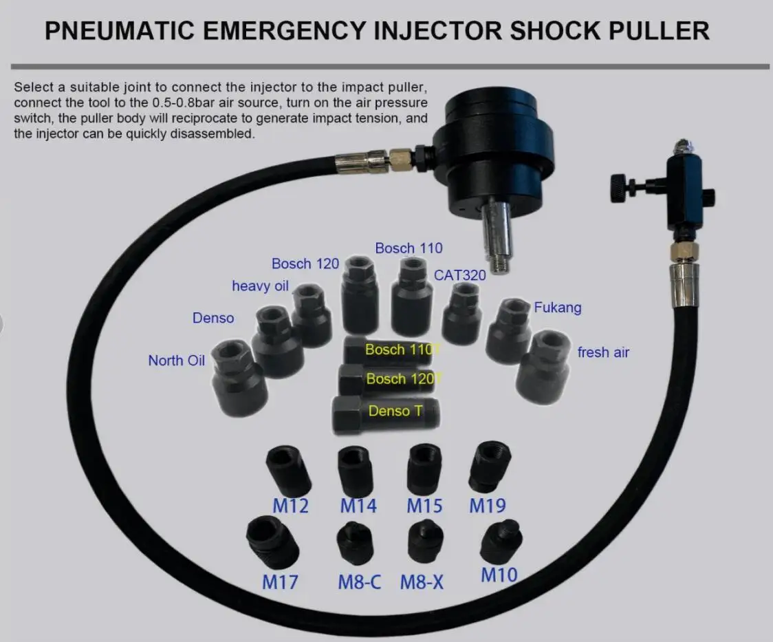 Pneumatic Car Disassembly Tool Injector Removal & Extractor Slide Hammer Efficient Injector Puller
