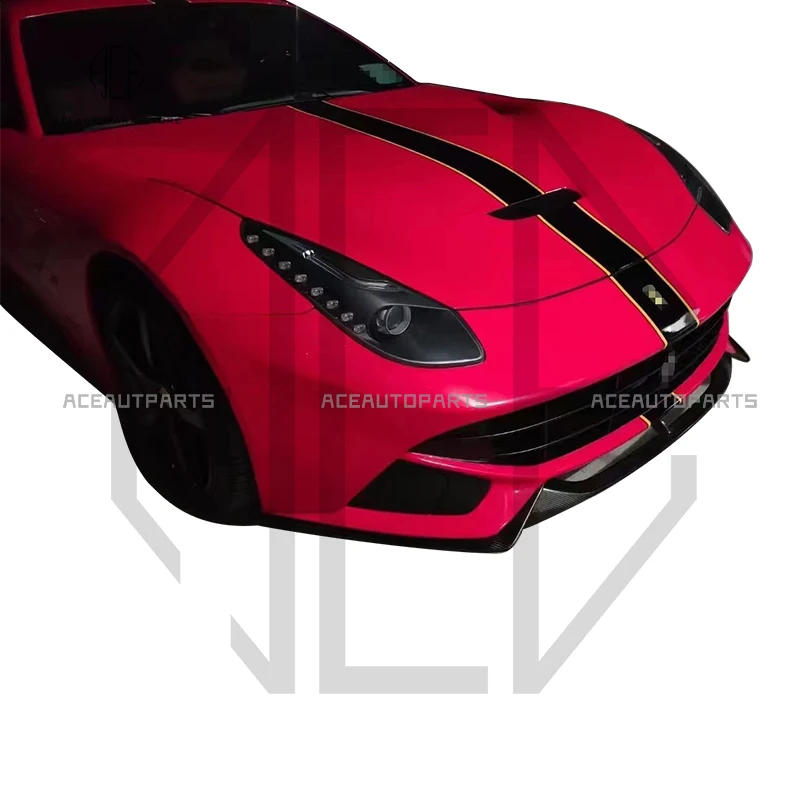 FOR FERRARI F12 REVOZPORT STYLE CARBON FIBER FRONT LIP TRIM 3PC BODY KIT TUNING PART FOR F12 CARBON FRONT BUMPER SPLITTER RACING