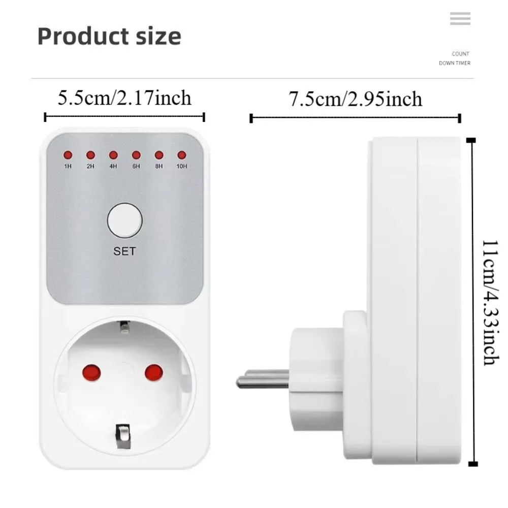 Countdown Time Electronic Wattmeter Plug-in Socket 10Hr Timer Switch Convenient Fast Connection Setting Switch Timer Household