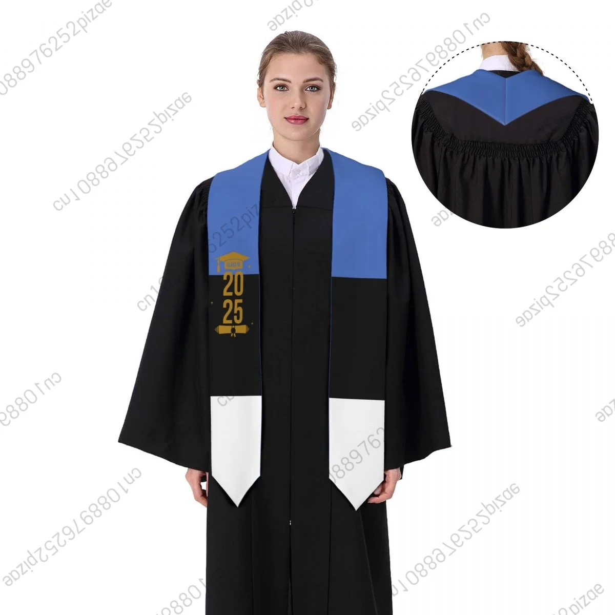 

New Estonia Flag Class Of 2025 183*13CM Graduation Stole Sash Scarf For International Students Proud
