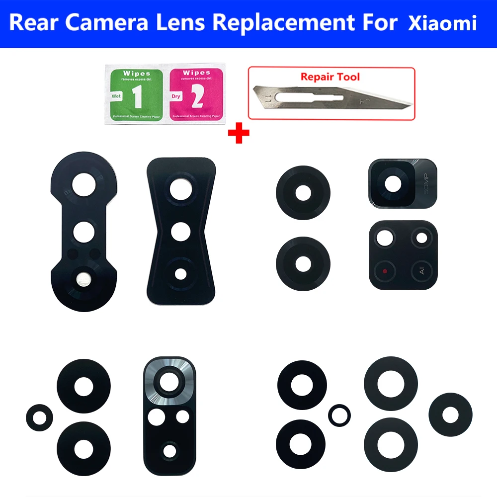 Rear Back Camera Glass Lens For Xiaomi Mi Poco C40 F3 F4 X4 GT M4 M5 M5S X4 X5 Pro 5G Rear Back Camera Glass Lens With Glue