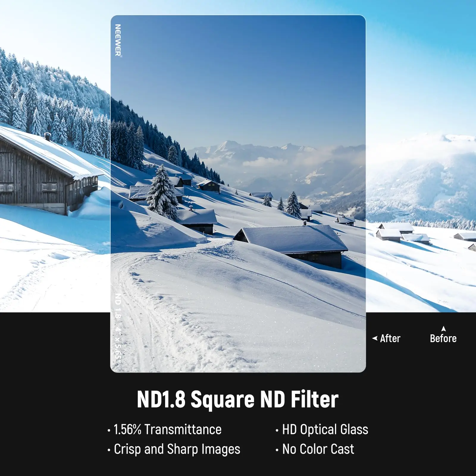 NEEWER Kwadratowy Filtr ND 4"x5.65" Dwustronny 30 Multi Nano Powlekany Filtr ND Cinema do NEEWER Matte Box dla Tilta SmallRig — zdjęcie produktu 4