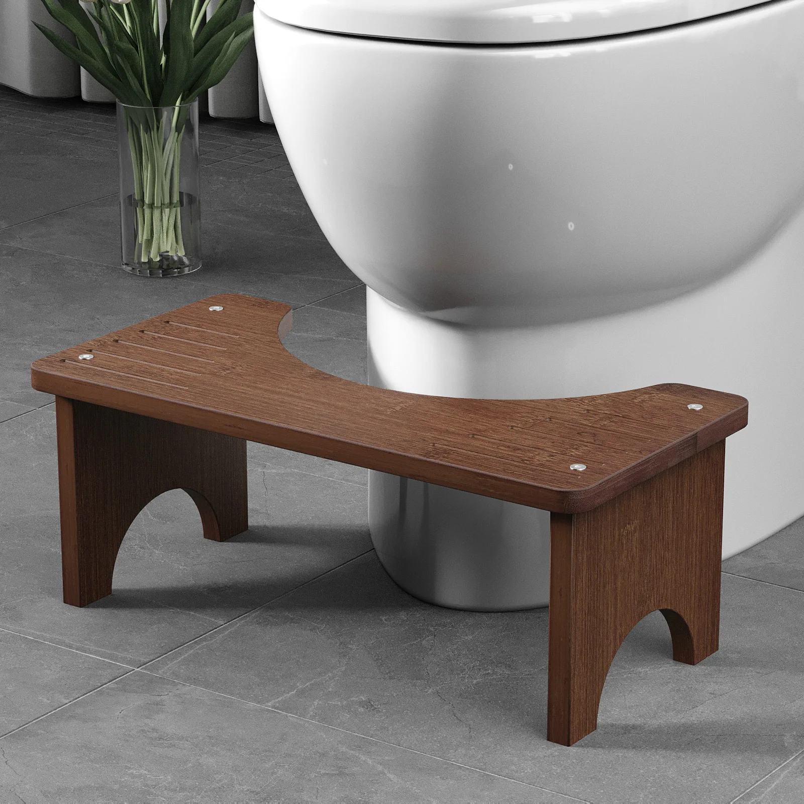 Household bathroom bathroom multi-color bamboo toilet stool footstool low stool toilet for the elderly and children integrated