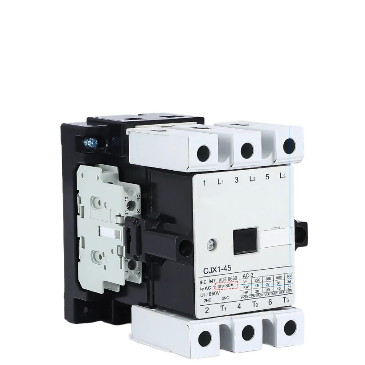 CJX1 AC Magnetic Contactor 45A 63A 75A 85A 110A 140A 250A400A Coil 3 Phase 3P Heavy Duty Industrial Electrical Contactor 2NO 2NC