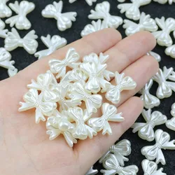 50/100pcs Creamy White Acrylic Bow Charm Loose Beads For DIY Jewelry Making Handmade Bracelets Necklaces Earrings Accessories