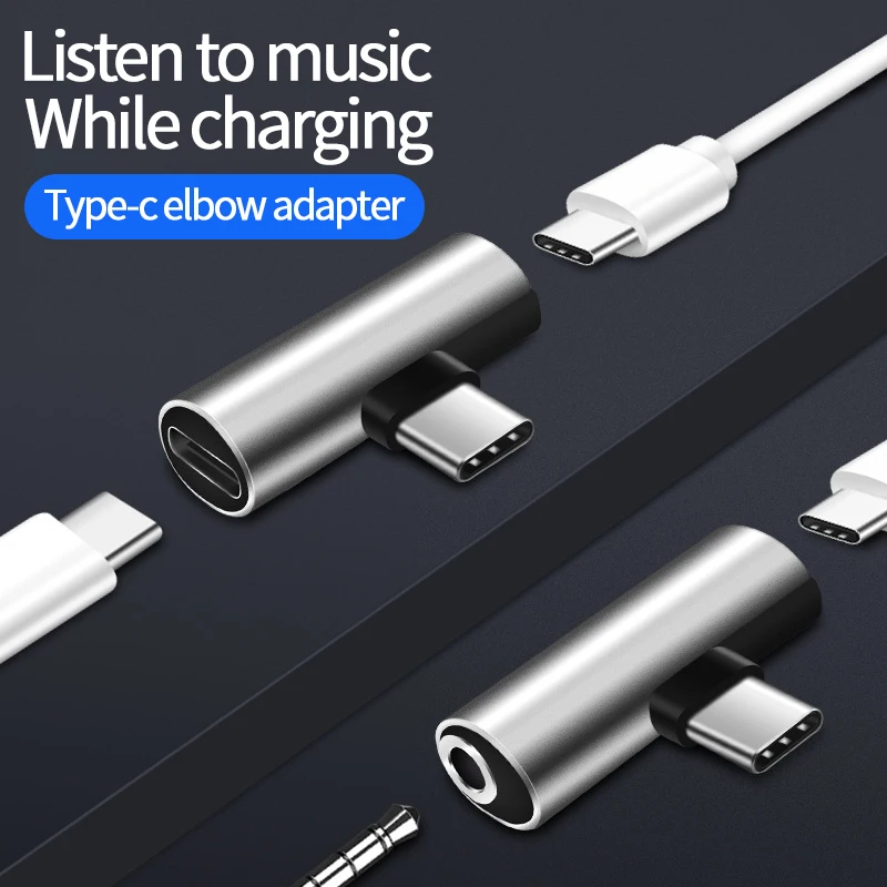 

2 in 1 USB C Splitter Type C Male to 3.5mm and Type C Female Headphone Charger Adapter Splitter Converter for Huawei Xiaomi