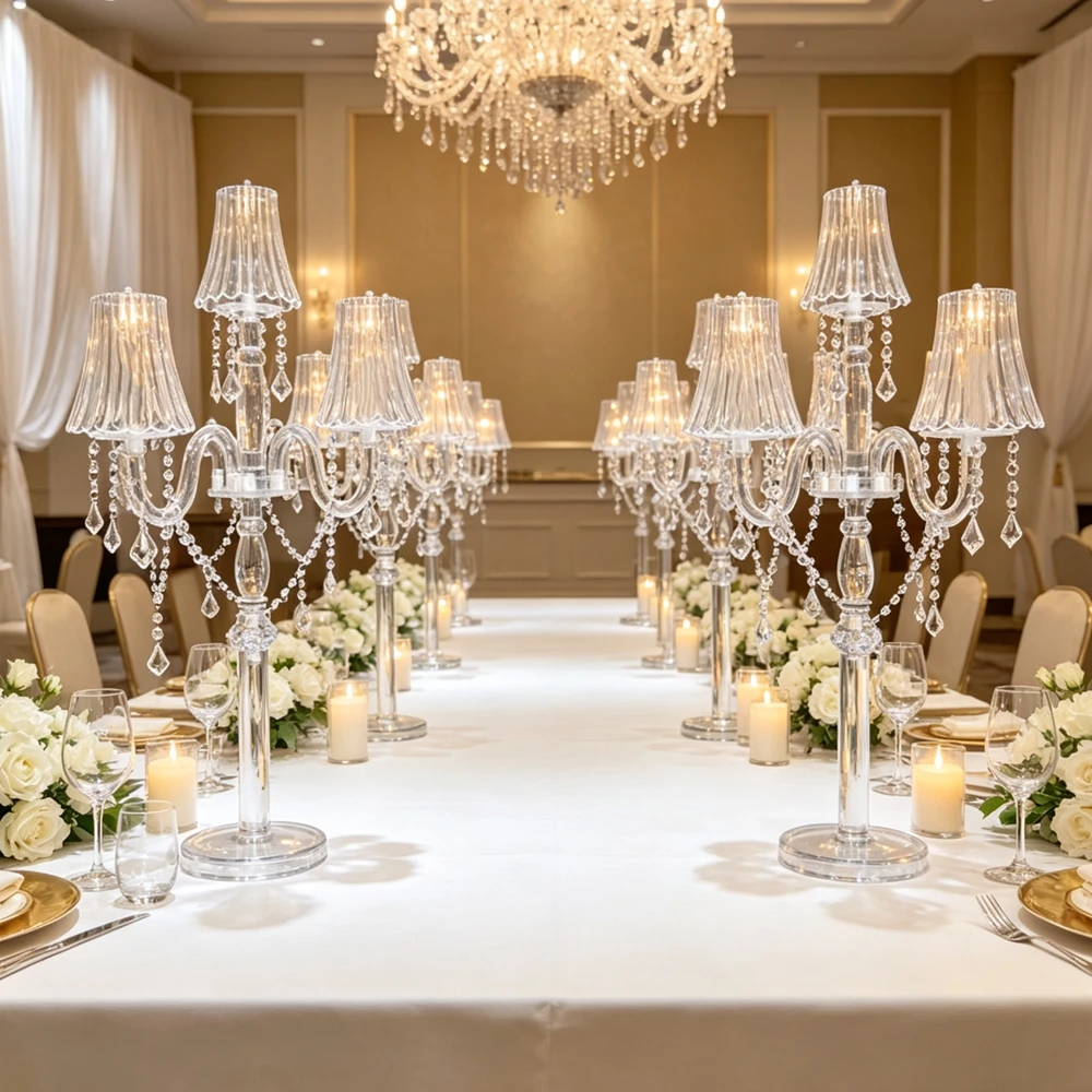 80-120cm 4-10pcs acrylic Pendant Wedding Crystal Chandelier Centerpieces Acrylic Crystal Flower Pedestal Stand for Wedding Decor