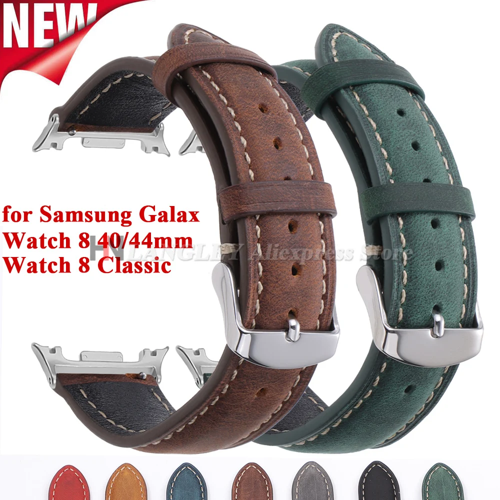 Retro-Kalbslederarmband für Samsung Galaxy Watch 8 Classic 46 mm, keine Lücken, Armband für Samsung Galaxy Watch 8 40 mm 44 mm Bänder