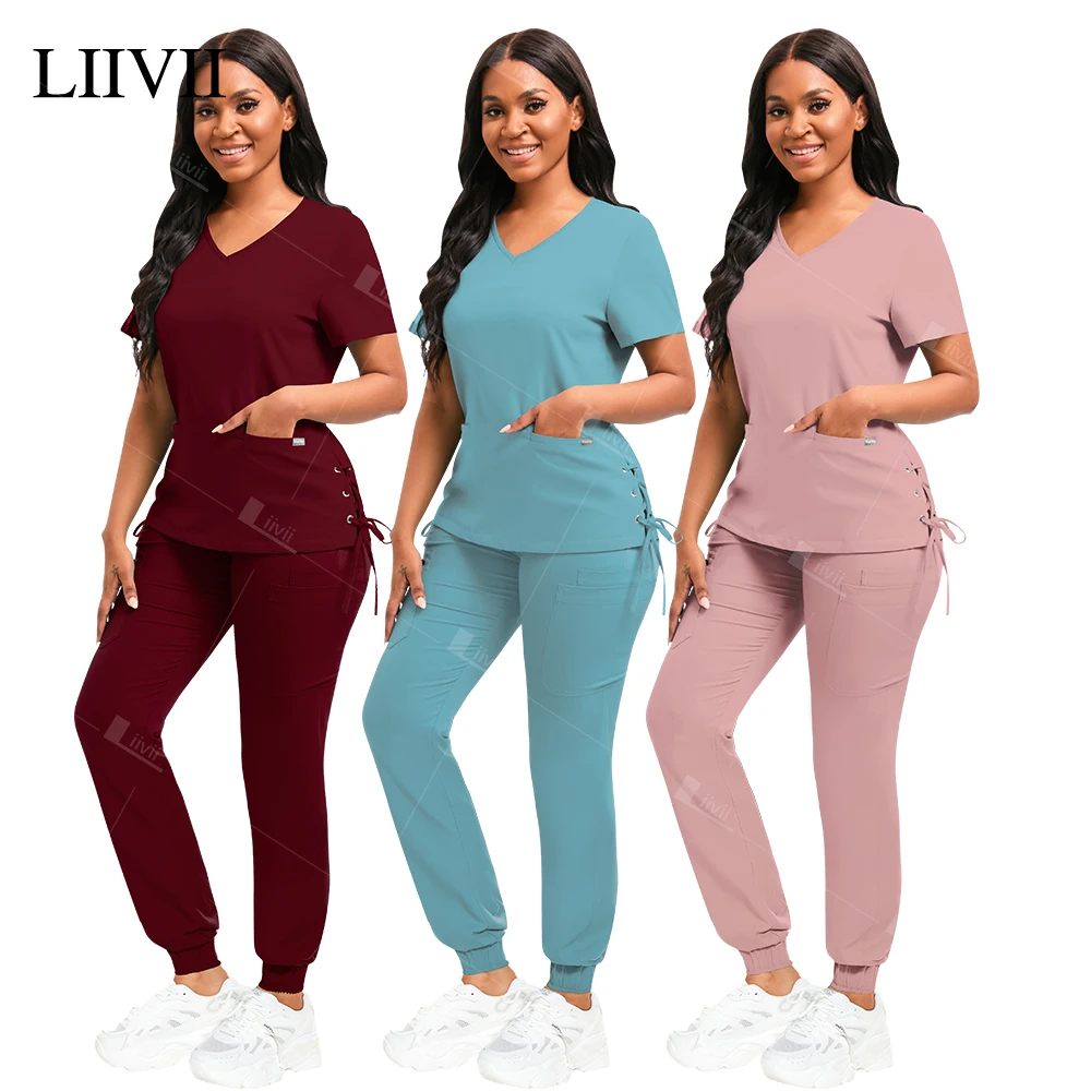 

Women Scrubs Set Medical Uniform Fashion High-end Stretch Clinical Workwear Hospital Nurse Uniforms Surgical Clothes Accessories