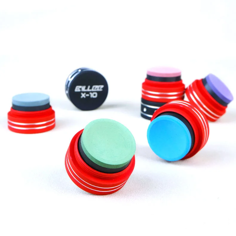 Professional  BILLEE Round Shape Chalk Green/Blue/Grey/Purple/Pink Snooker & Billiards Cue Chalk With Aluminum Chalk Storage box