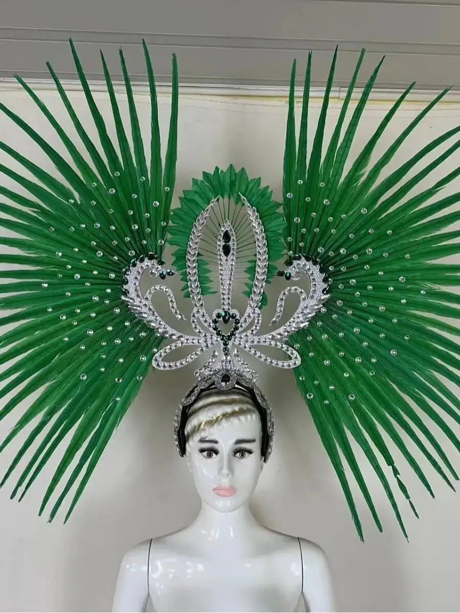 كوس DS فستان افتتاح أداء الرقص زي ريشة خوذة الرقص فريق سامبا زي كرنفال هالوين بار C