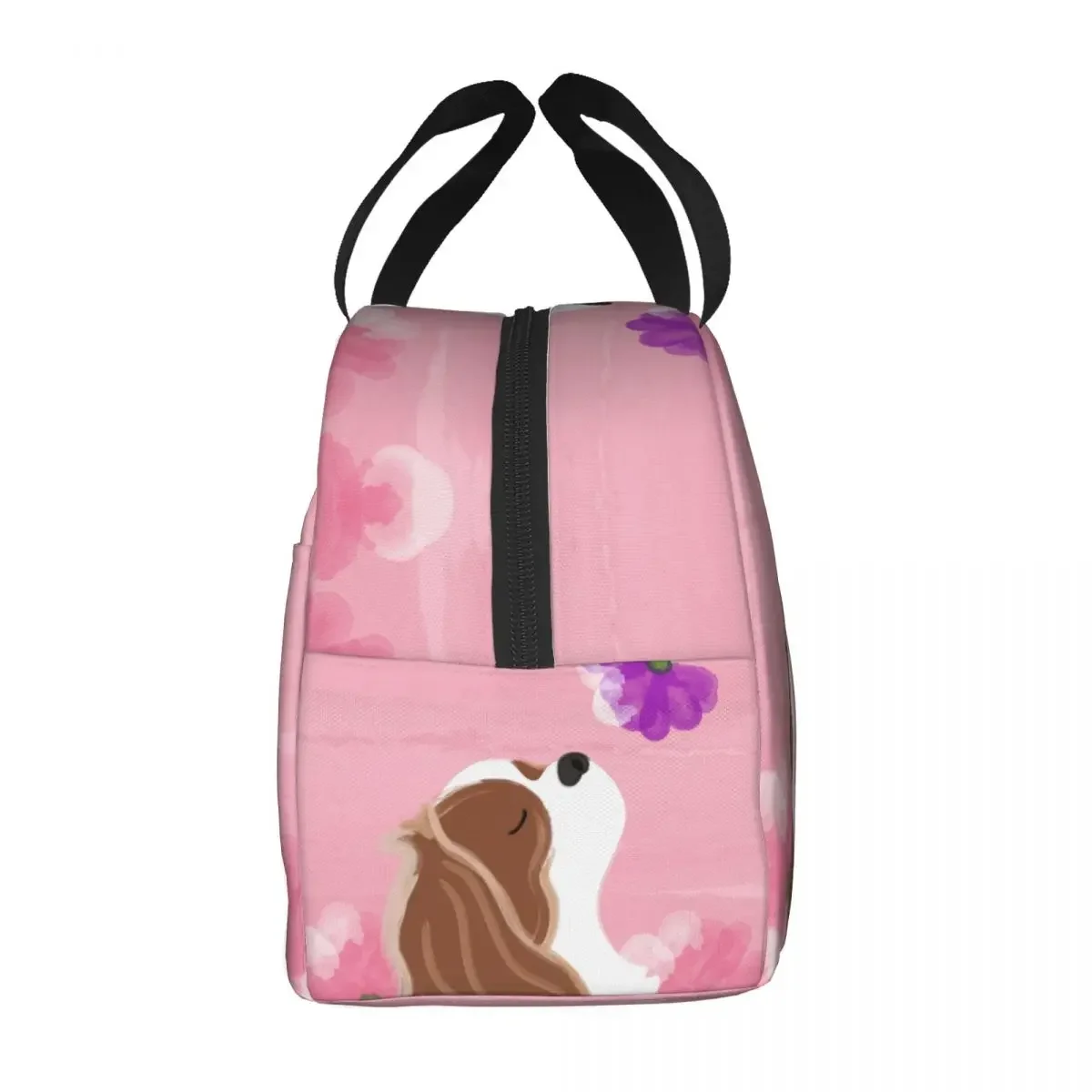 Aangepaste romantische Cavalier King Charles Spaniel lunchtas dames koeler thermisch geïsoleerde lunchbox voor studentenschool