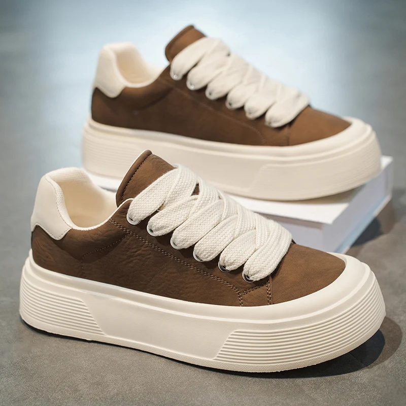 

Casual Canvas Men's Shoes Summer Thick Bottom Breathable Low Top Sneakers Korean Style Youth Fashion Flat Laced Rubber Outsole