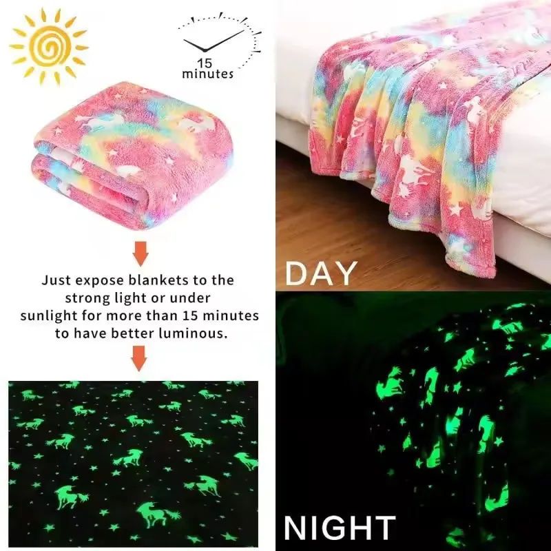 Luminous Blanket Flannel Cartoon Pattern Office, Children's Nap Blanket Comfortable And Soft ,100*150cm,120*150cm,150*200cm