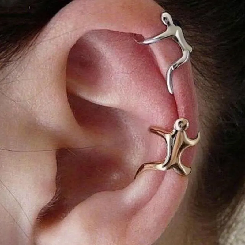 1 Pcs Figure Shaped Ear Clip Climbing Climber Ear Cuff Non Pierced Wrap Men Women Frog Cartilage Earrings