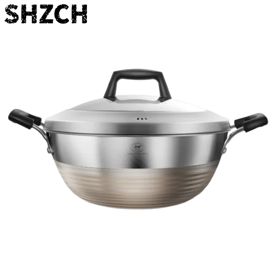 KOBACH 304 Stainless Steel Wok Non Stick Cooking Wok Honeycomb Kitchenware Large Non Stick Pot