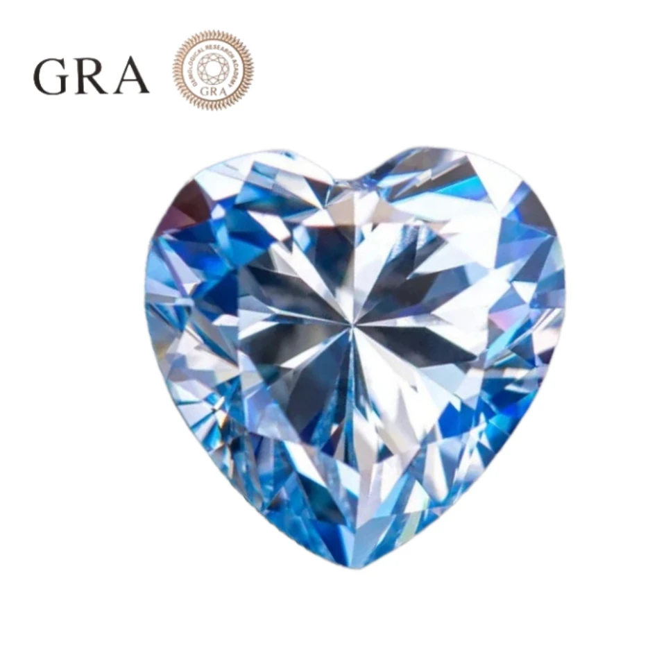 Heart Cut High Grade Moissanite Stone  VVS1  L- Aquamarine  Color  0.5-4ct  with GRA certificate For Jewelery Ring Material make