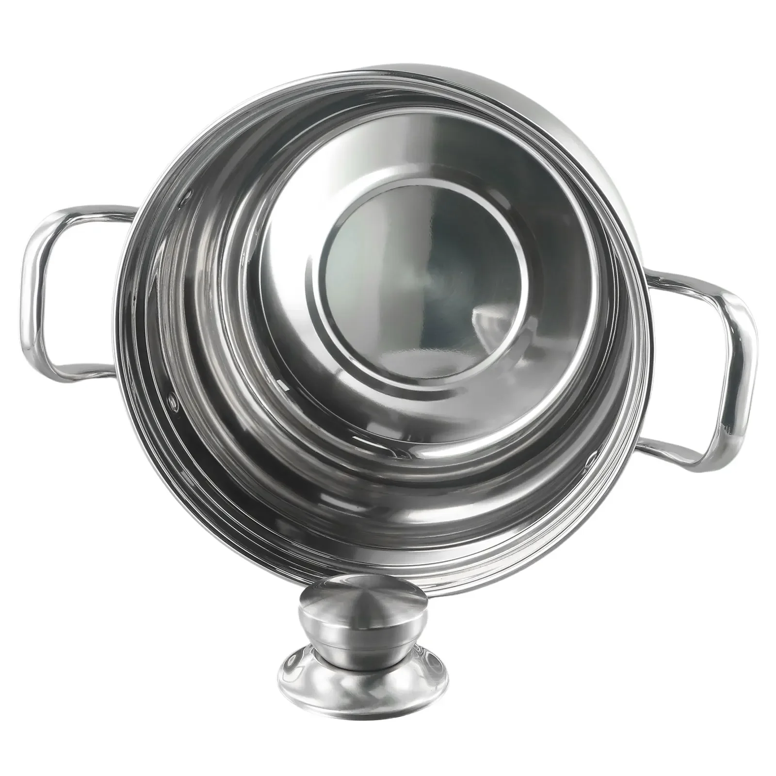 24CM Stainless Steel Induction Base Soup Kitchen Bar Kitchen Bar Cookware Steam Stew Soup Pot Prevent Overflow With Glass Lid