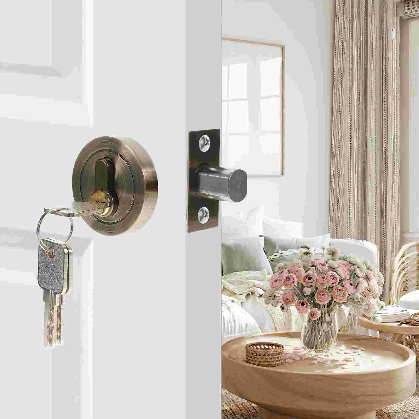 Door Lock Locks with Deadbolt Hidden Knob for Doors Front Single Cylinder Deadbolts