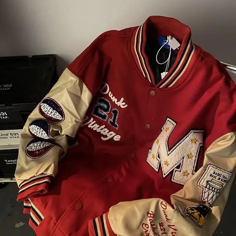Flauschige Baseball Jacke Herren Streetwear – Coole Bomberjacke Hip Hop Y2K Style