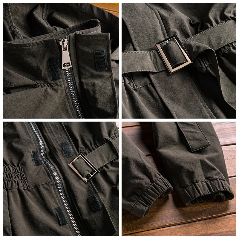 

Loose Long Sve Workwear Overalls Set for Men Korean Sle Hooded Jaet Pants Combo Youthful Trendy Durable Colorfast