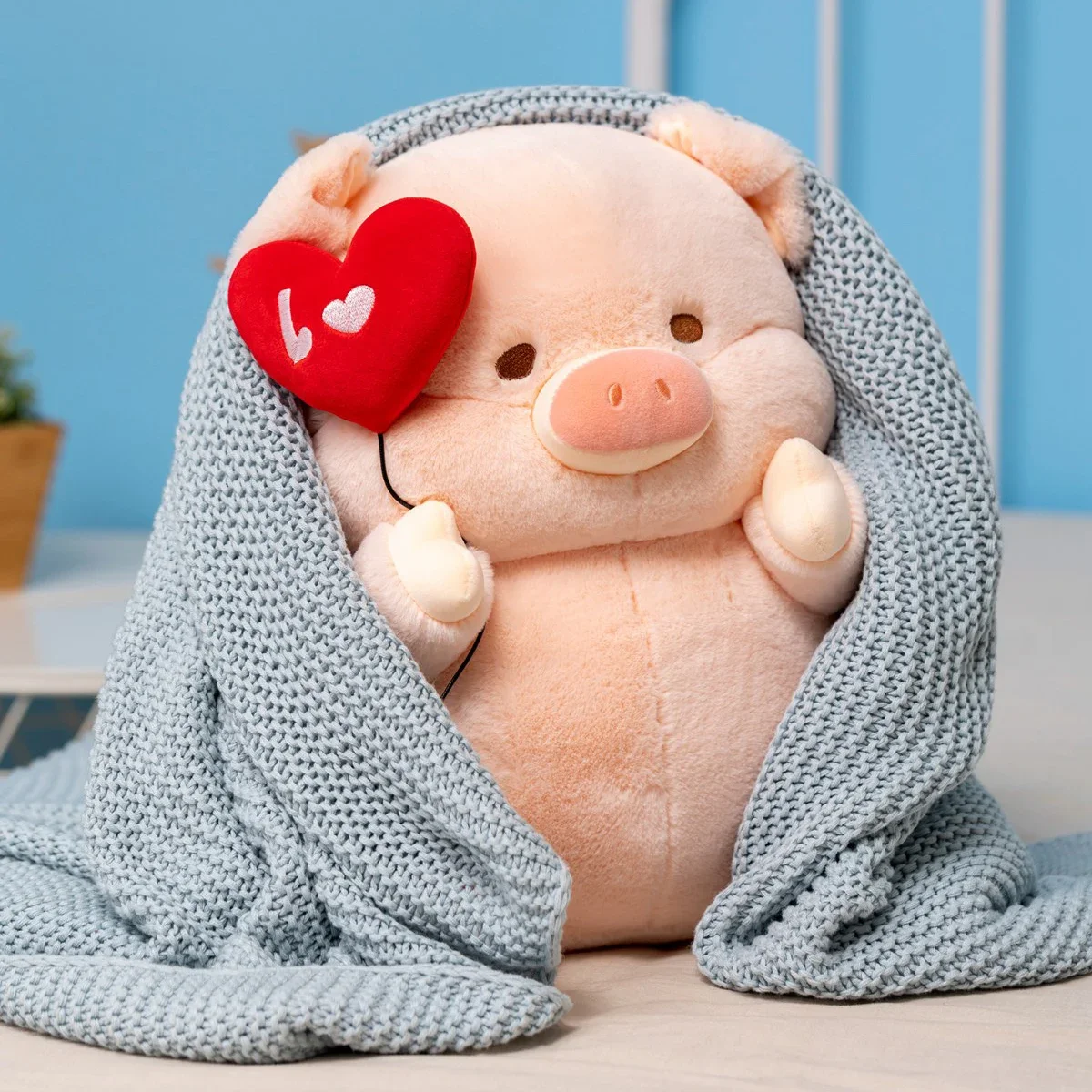 20-50cm Holding Love Heart Balloon Pink Piggy Doll Plush Toy Stuffed Cartoon Animal with Angel Wings Plushie Peluche Kids Gift