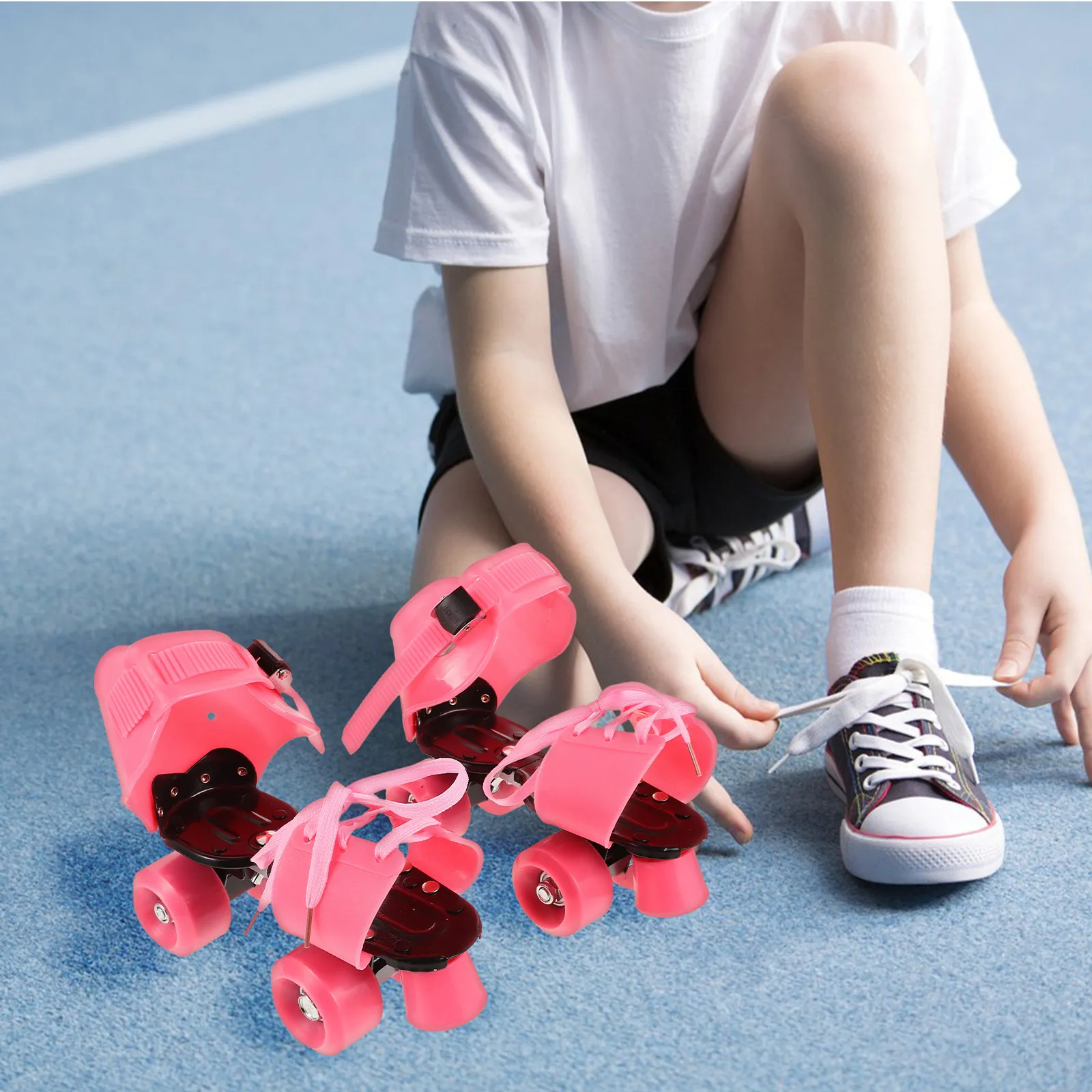 

Регулируемые роликовые коньки с железной рамой, четырьмя колесами, устойчивые, для начинающих, для улицы, для двухколесных роликовых коньков